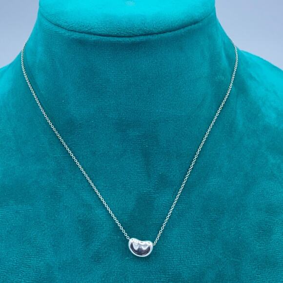 Authentic Tiffany & Co Elsa Peretti Sterling Sliver Small bean Necklace - Picture 6 of 11
